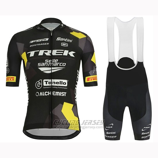 2019 Cycling Jersey Trek Selle San Marco Black Yellow Short Sleeve and Bib Short